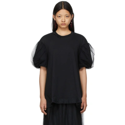 Simone Rocha Tulle And Lace-trim Cotton-jersey T-shirt In Black
