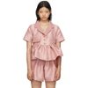 KIKA VARGAS PINK TAFFETA ANGELA SHORT SLEEVE SHIRT