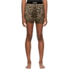 Tom Ford Velvet-trimmed Leopard-print Silk-blend Satin Shorts In Black/beige