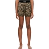 Tom Ford Velvet-trimmed Leopard-print Silk-blend Satin Shorts In Black Beige