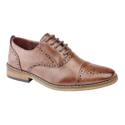 Goor Childrens Boys Capped Lace Oxford Brogue Shoes (mid Brown)