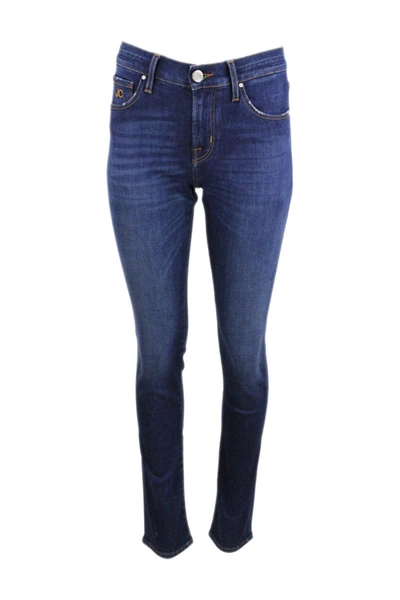 Jacob Cohen Stretch Denim Trousers With Regular Waist And Ankle Length With Zip Closure In Blue