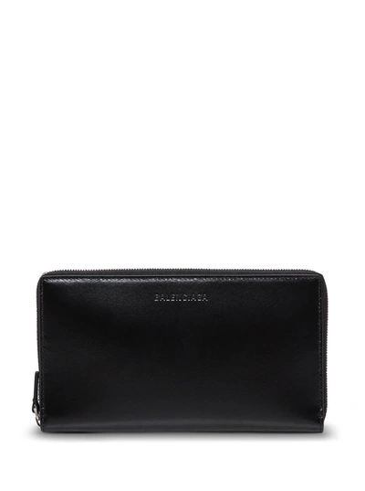 Balenciaga Essential Black Leather Wallet With Logo