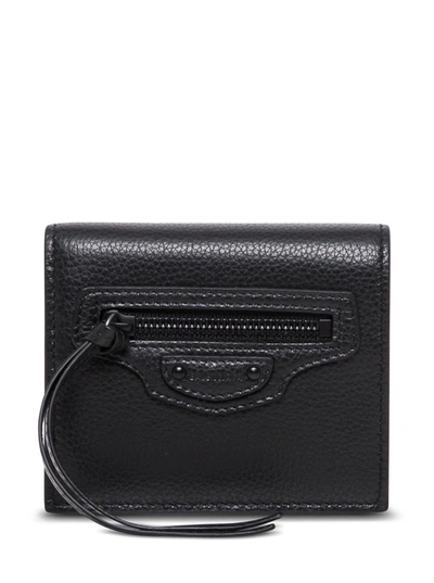 Balenciaga Neo Classic Black Leather Wallet With Logo