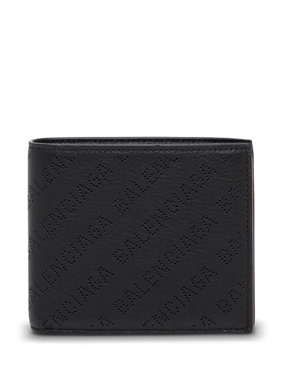 Balenciaga Black Leather Wallet With Logo