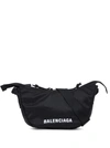 BALENCIAGA BLACK NYLON BELT BAG WITH LOGO,661926H858X1090