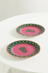 LA DOUBLEJ SET OF TWO GOLD-PLATED PORCELAIN DESSERT PLATES