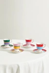 LA DOUBLEJ SET OF FOUR GOLD-PLATED PORCELAIN ESPRESSO CUPS AND SAUCERS