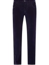 DOLCE & GABBANA STRAIGHT BLUE RIBBED TROUSERS