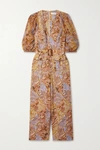 ZIMMERMANN CONCERT BELTED PAISLEY-PRINT LINEN AND RAMIE JUMPSUIT