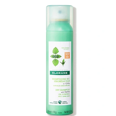 KLORANE DRY SHAMPOO WITH NETTLE NATURAL TINT - OIL CONTROL FOR DARK HAIR 3.2 OZ.