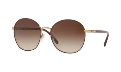 Burberry Brown Gradient Round Ladies Sunglasses Be3094-125613-56 In Brown,gold Tone