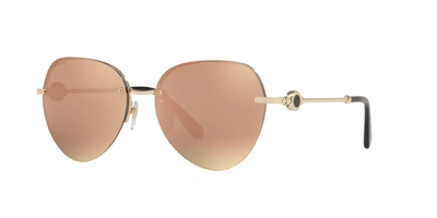 Bvlgari Grey Mirror Rose Gold Ladies Sunglasses Bv6108 20144z 58 In Gold Tone,grey,pink,rose Gold Tone
