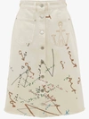 Jw Anderson Oscar Wilde Capsule White Denim Midi Skirt In White
