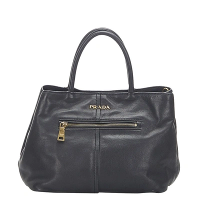 Pre-owned Prada Black Leather Satchel Bag