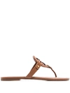 Tory Burch Metal Miller Soft Leather Sandals In Braun