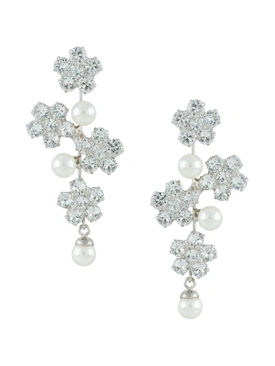 Jennifer Behr Aria Crystal Pearl Earrings In Silver