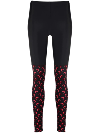 Marine Serre Trompe L'oeil Bike Short Stirrup Leggings In Black