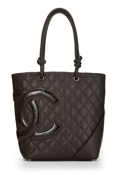 Pre-owned Chanel Brown Quilted Calfskin Cambon Tote Small