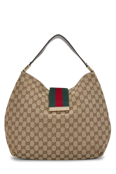 Pre-owned Gucci Original Gg Canvas New Ladies Web Tote Large