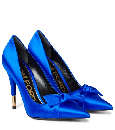 Tom Ford Satin Pumps In Blue