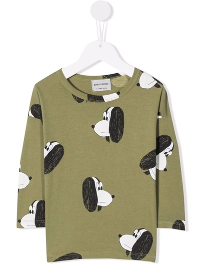 Bobo Choses Organic Cotton Dog Print T-shirt In Green