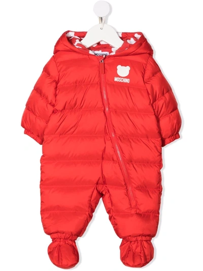 Moschino Babies' Puffer Hooded Snowsuit In Red