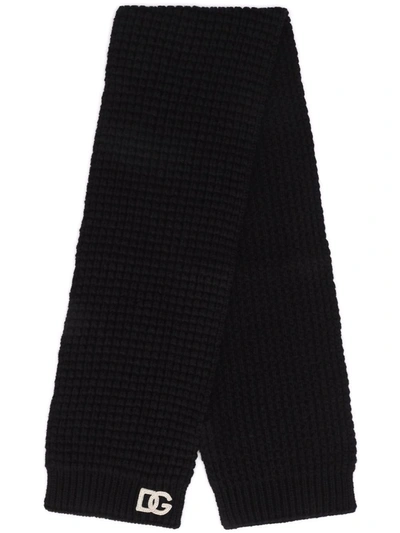 Dolce & Gabbana Kids' Chunky Knit Wool Scarf In Black