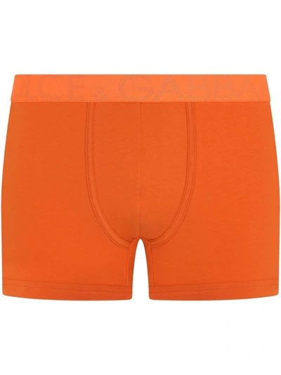 Dolce & Gabbana Logo Waistband Boxers In Orange