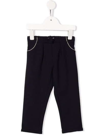 Chloé Babies' Navy Stretch Cotton-blend Trousers In Blue