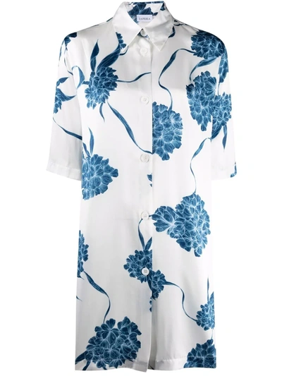 La Perla Flora-print Silk Shirtdress In White