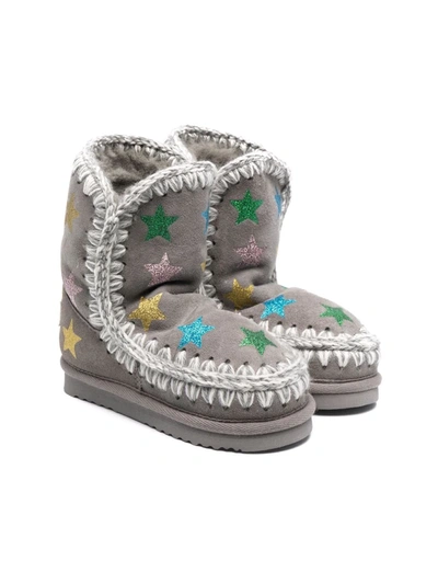 Mou Kids' Eskimo Star-embellished Boots In Grey