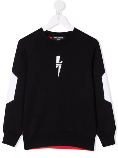 Neil Barrett Kids' Logo Crew-neck Sweatshirt In Black