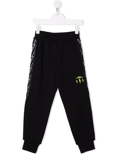 Neil Barrett Kids' Logo-print Cotton Trousers In Nero