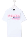 Dsquared2 Logo Slogan Cotton T-shirt In White