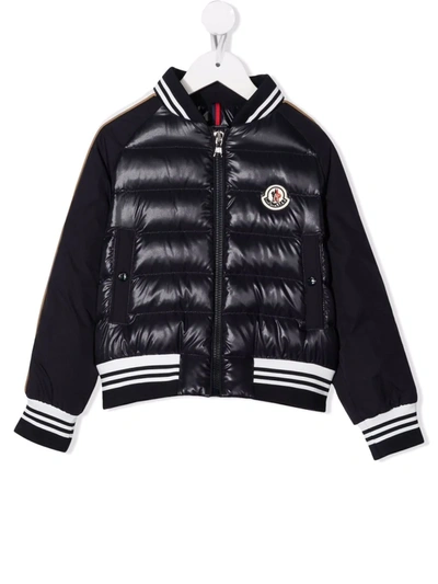 Moncler Kids' Logo Patch Padded Jacket In Blue