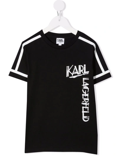 Karl Lagerfeld Teen Logo-print Organic Cotton T-shirt In Black