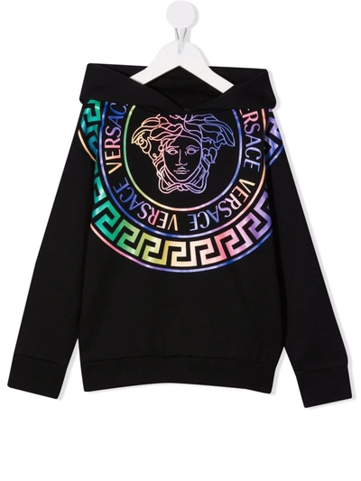 Versace Kids' Medusa-head Motif Hoodie In Black