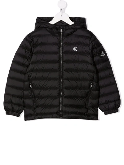 Calvin Klein Kids' Logo-print Padded Jacket In Black