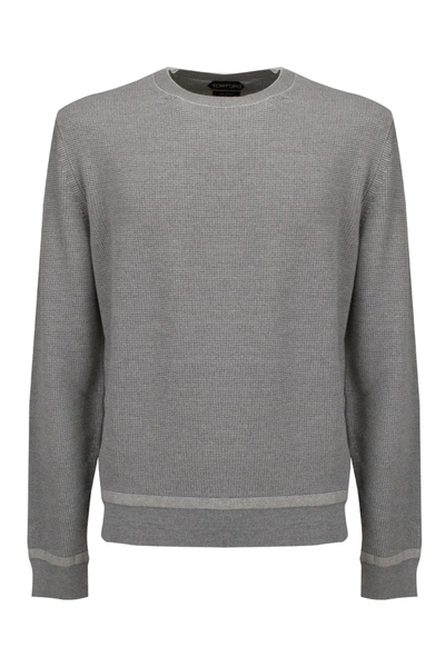 Tom Ford Crew Neck Knitted Long-sleeve Sweatshirt In Grey