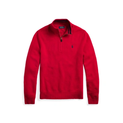 Ralph Lauren Wool-cashmere Quarter-zip Sweater In Park Avenue Red