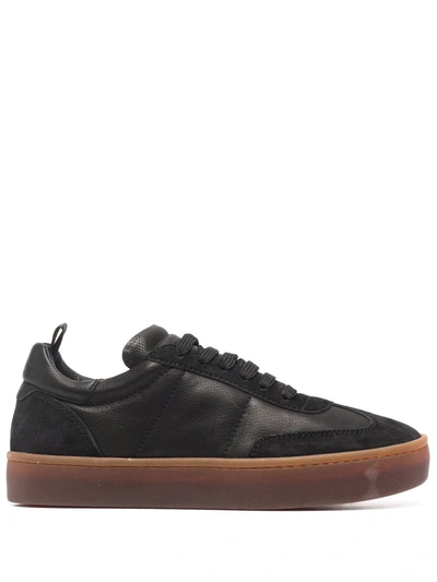 Officine Creative Kombined Leather Trainers In Schwarz