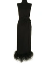 16arlington Maika Feather-embellished Sleeveless Gown In Schwarz