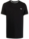 Fred Perry Logo-embroidered Cotton T-shirt In Blau