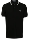 Fred Perry Twin Tipped Cotton Polo Shirt In Black