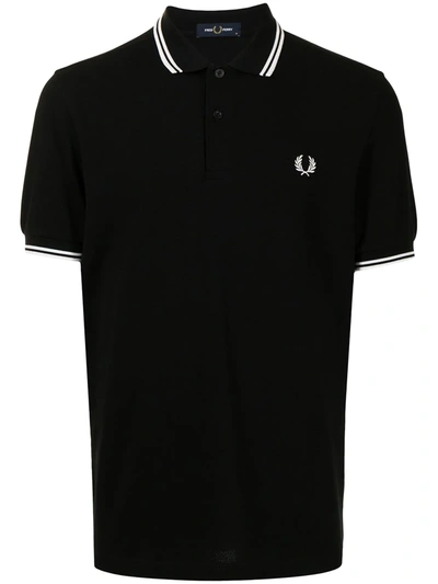 Fred Perry Twin Tipped Cotton Polo Shirt In Black