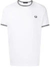Fred Perry Logo-embroidered Cotton T-shirt In Weiss