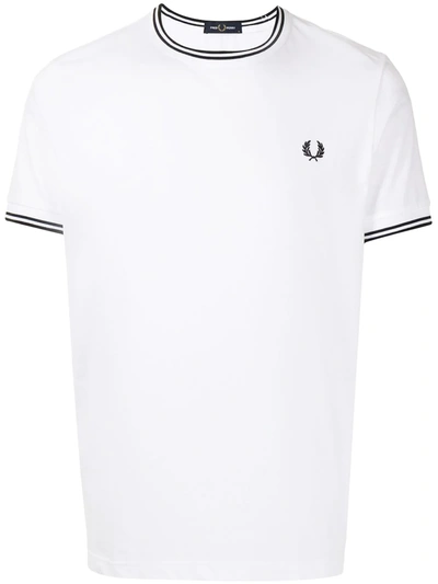 Fred Perry Logo-embroidered Cotton T-shirt In White