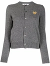 COMME DES GARÇONS PLAY EMBROIDERED HEART WOOL-KNIT CARDIGAN