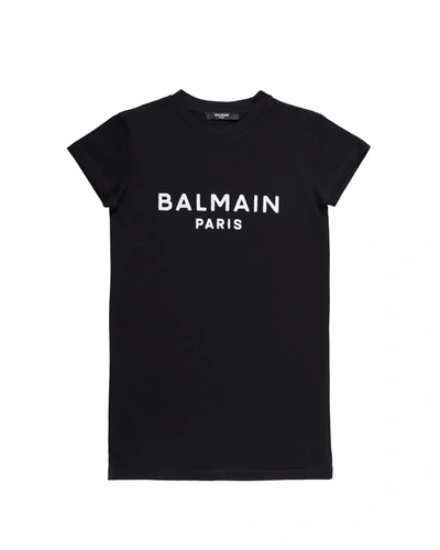 Balmain Kids' Logo-print Cotton And Wool-blend Mini Dress 8-14 Years In Black
